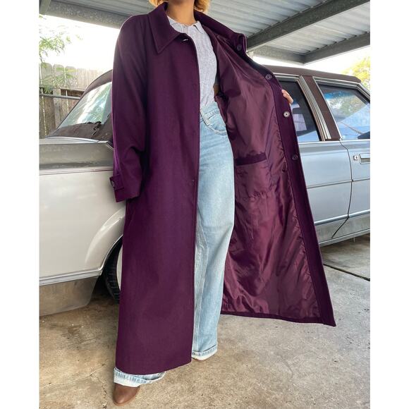 š„Chelsea Studio Wool Blend Burgundy Old Money Timeless Minimalist Overcoat 3X - Picture 3 of 14